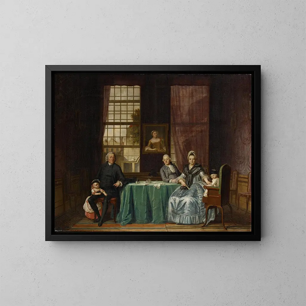 Grupo familiar en un interior - Hendrik Pothoven — cuadro enmarcado en la pared