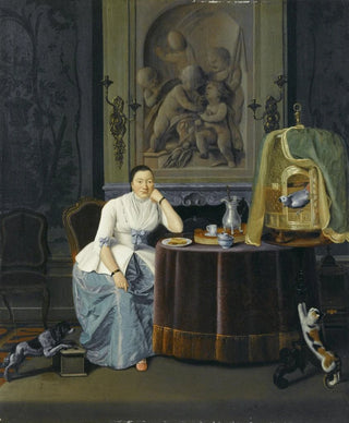 Hendrik Pothoven - Interior with a lady sitting at a table.webp
