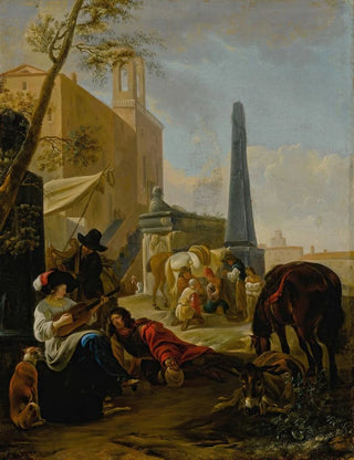 Hendrik Verschuring - A musical party at the Church of S Trinit dei Monti Rome.webp
