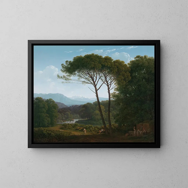 Landscape in italics with pines - Hendrik Voogd — framed artwork on a wall