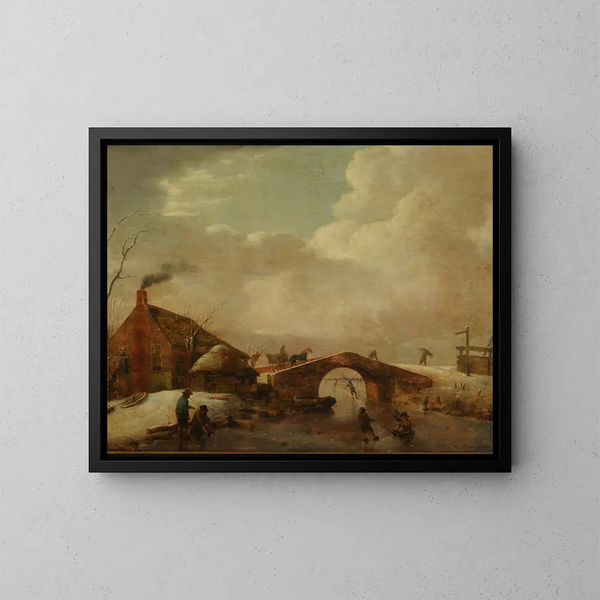 Paisaje de invierno - Hendrik Willem Schweickhardt — cuadro enmarcado en la pared