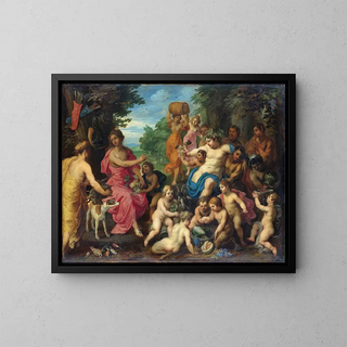 Bacchus y Diana - Hendrik van Balen — cuadro enmarcado en la pared