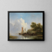 Botes y barcos en una orilla arbolada - Hendrikus van de Sande Bakhuyzen — cuadro enmarcado en la pared