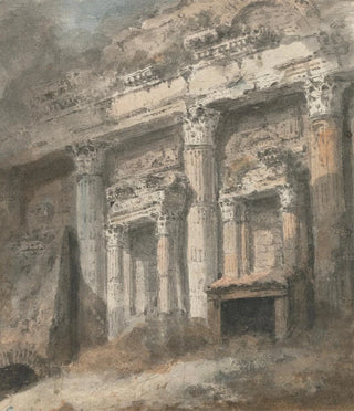 Heneage Finch 4th Earl of Aylesford - Facade of Ruined Roman Temple with Columns and Doorway.webp