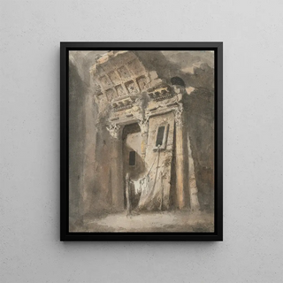 Heneage Finch 4th Earl of Aylesford - Ruined Archway with a Line of Washing possibly in Rome.webp