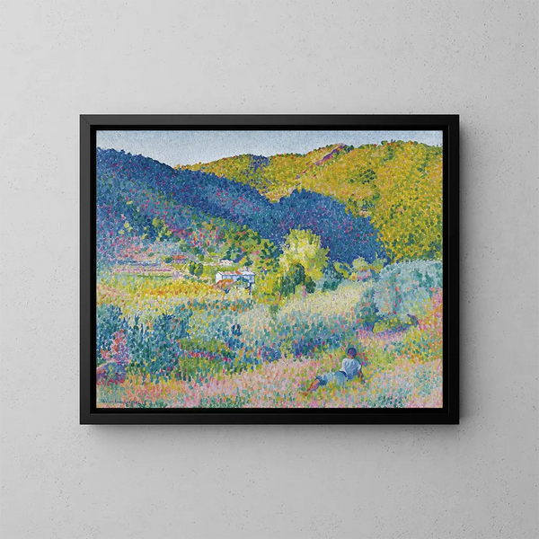 Landscape of the Maures Mountain Range - Henri-Edmond Cross — framed artwork on a wall