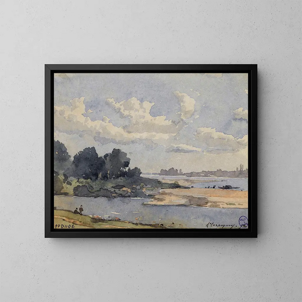 Bordes de río - Henri-Joseph Harpignies — cuadro enmarcado en la pared