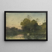 Luz de la tarde en una orilla arbolada con bovinos bebiendo - Henri-Joseph Harpignies — cuadro enmarcado en la pared