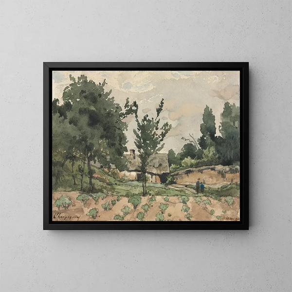 Paisaje con granja - Henri-Joseph Harpignies — cuadro enmarcado en la pared