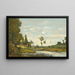 Lavandières au bord de la rivière - Henri-Joseph Harpignies — framed artwork on a wall