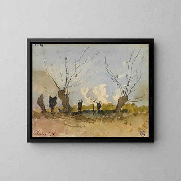 Los sauces llorones - Henri-Joseph Harpignies — cuadro enmarcado en la pared