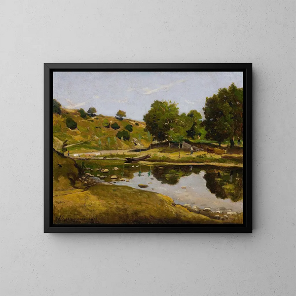 Paisaje soleado - Henri-Joseph Harpignies — cuadro enmarcado en la pared