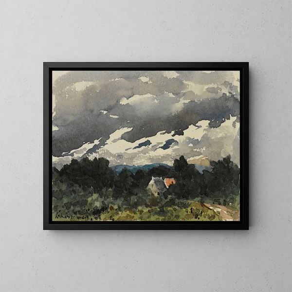 paisaje con nubes al atardecer - Henri-Joseph Harpignies — cuadro enmarcado en la pared