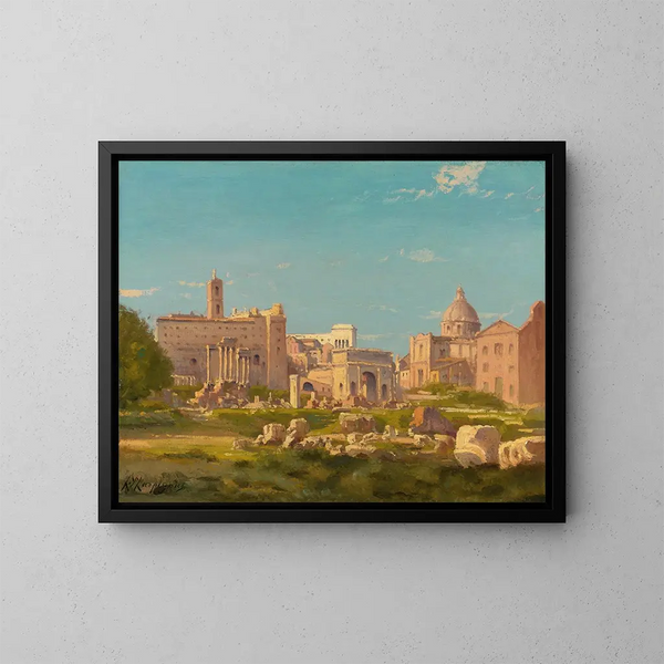 El Foro romano - Henri-Joseph Harpignies — cuadro enmarcado en la pared