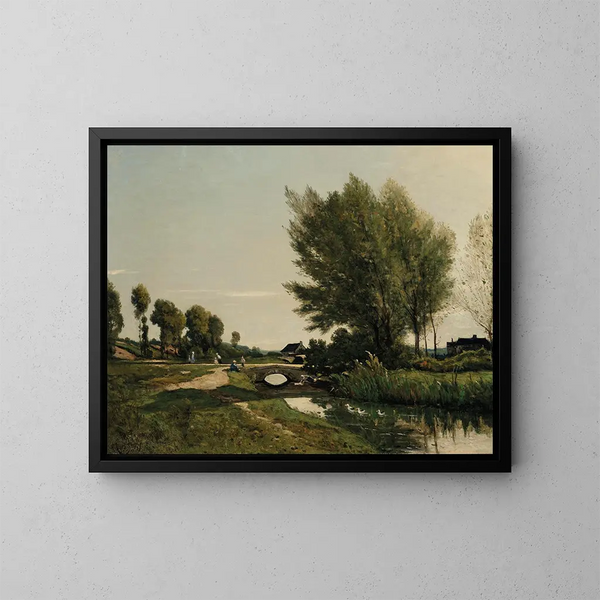 Una vista cerca de Saint-Priv - Henri-Joseph Harpignies — cuadro enmarcado en la pared