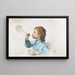 Little girl with soap bubble - Henri Jules Jean Geoffroy — framed artwork on a wall