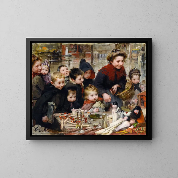 La Alegría de los pequeños - Henri Jules Jean Geoffroy — cuadro enmarcado en la pared