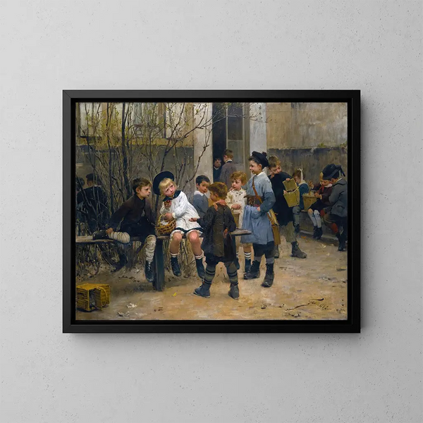 La hora de la merienda - Henri Jules Jean Geoffroy — cuadro enmarcado en la pared