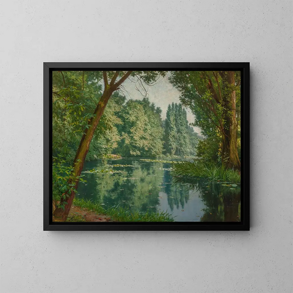 Nenúfares de verano - Henri Biva — cuadro enmarcado en la pared
