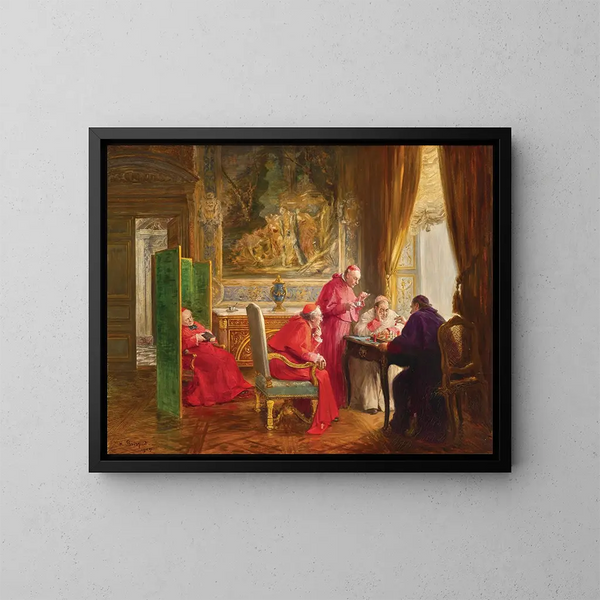 Cardinal jugando al ajedrez - Henri Brispot — cuadro enmarcado en la pared