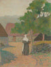 Paisaje: Campesina yendo a su granja - Henri Delavalle — vista de la obra