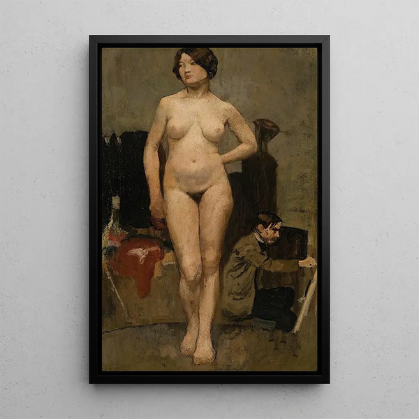 mujer desnuda, estudio de taller - Henri Evenepoel — cuadro enmarcado en la pared