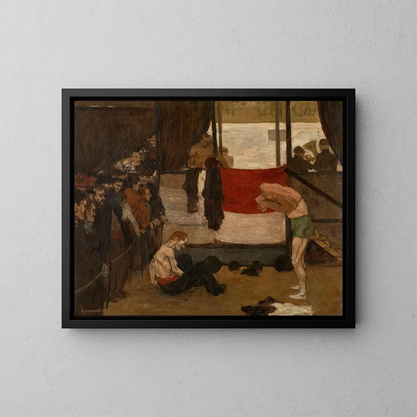 Edificio de lucha en una feria - Henri Evenepoel — cuadro enmarcado en la pared
