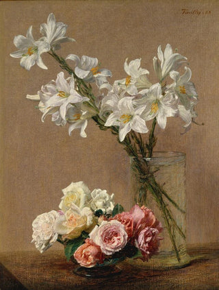 Henri FantinLatour - Roses and Lilies.webp