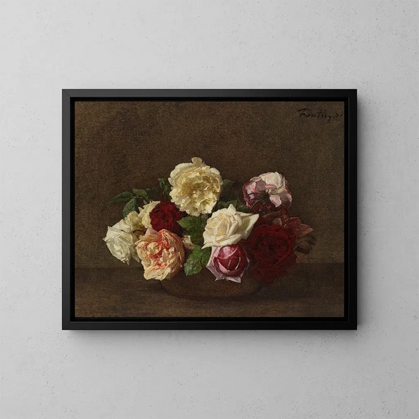 Roses dans un vase - Henri Fantin-Latour — cuadro enmarcado en la pared