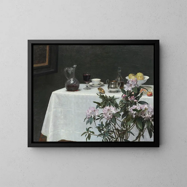 Naturaleza muerta en la esquina de una mesa - Henri Fantin-Latour — cuadro enmarcado en la pared