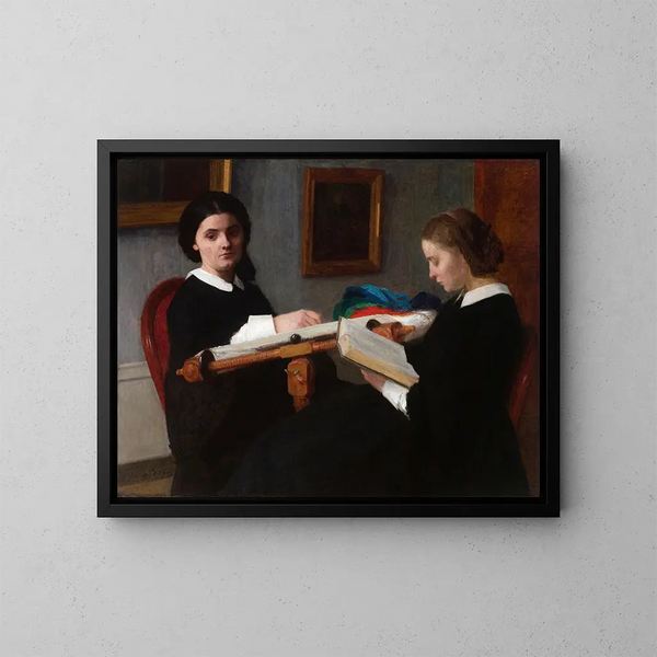 Las Dos Hermanas - Henri Fantin-Latour — cuadro enmarcado en la pared