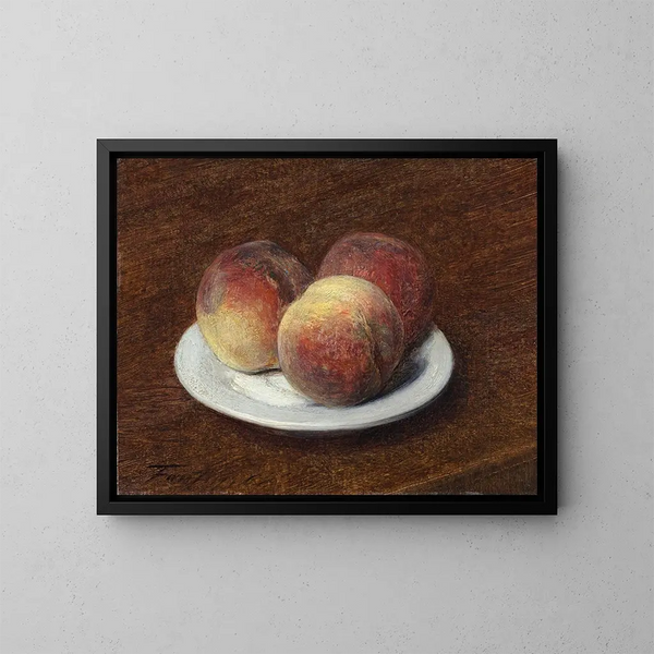 Tres duraznos en un plato - Henri Fantin-Latour — cuadro enmarcado en la pared