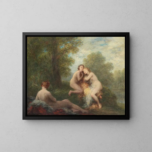 Tres bañistas preocupadas - Henri Fantin-Latour — cuadro enmarcado en la pared