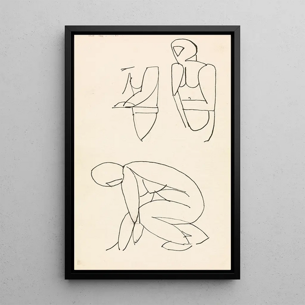 Tres estudios de figuras - Henri Gaudier-Brzeska — cuadro enmarcado en la pared