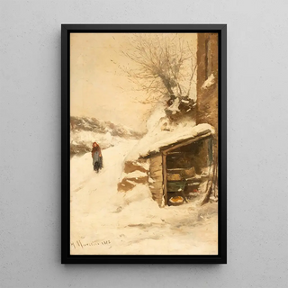 Henri Joseph Marcette - Peasant woman in snowy landscape.webp