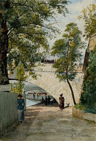 Henri Laurent Mouren - Vue de la berge de la Seine sous une arche du pont Royal.webp