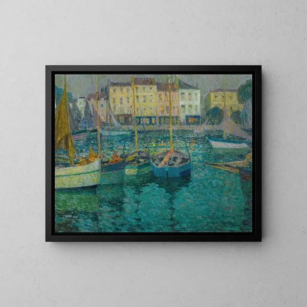 Les Barques à La Rochelle - Henri Le Sidaner — framed artwork on a wall