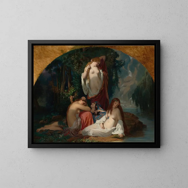 Las bañistas - Henri Lehmann — cuadro enmarcado en la pared