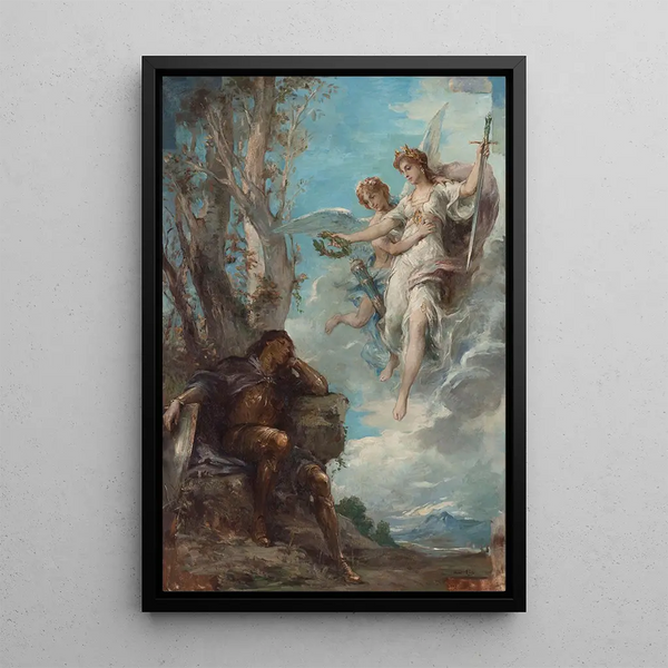 The Knight's Dream - Henri Léopold Lévy — framed artwork on a wall
