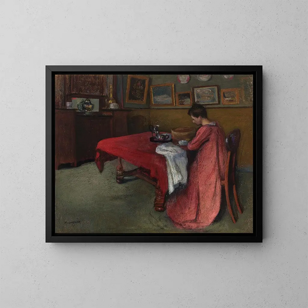 La bata roja - Henri Manguin — cuadro enmarcado en la pared