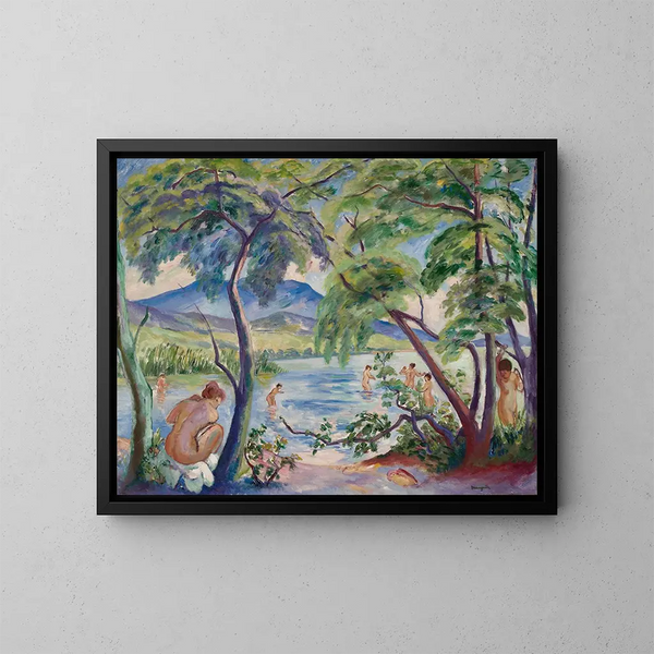 Paisaje con bañistas - Henri Manguin — cuadro enmarcado en la pared