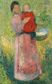 a woman holding a child in her arms in red - Henri Martin — artwork view