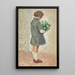 Niña con delantal de escolar sosteniendo un ramo - Henri Martin — cuadro enmarcado en la pared