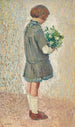 Niña con delantal de escolar sosteniendo un ramo - Henri Martin — vista de la obra