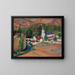 L'église de Labastide-du-Vert avec le pont et la rivière un soir d'automne - Henri Martin — framed artwork on a wall