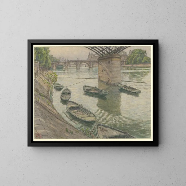 París, Quai du Louvre - Henri Rivière — cuadro enmarcado en la pared