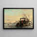 Farm scene painting in winter - Henri van Seben — framed artwork on a wall