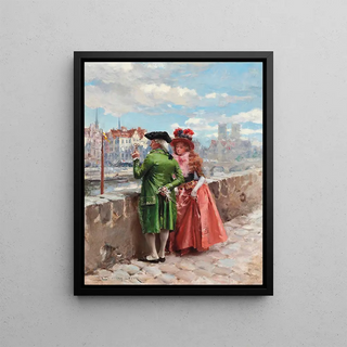 Henri Victor Lesur - A Stroll By The Seine Paris.webp