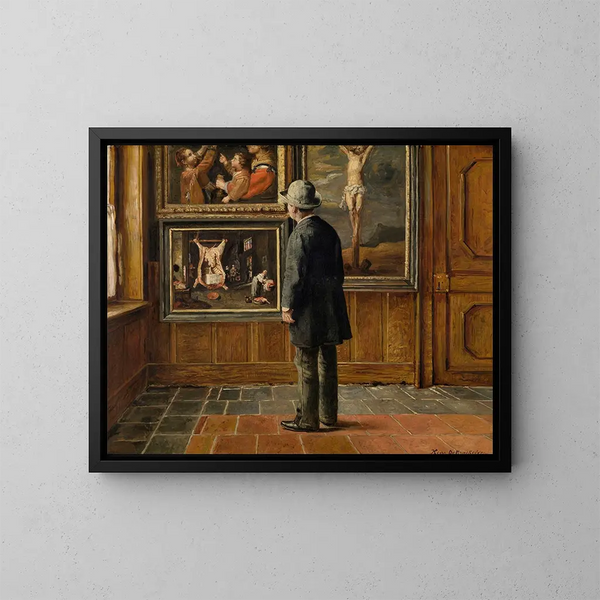 L'amateur d'art - Henri de Braekeleer — cuadro enmarcado en la pared