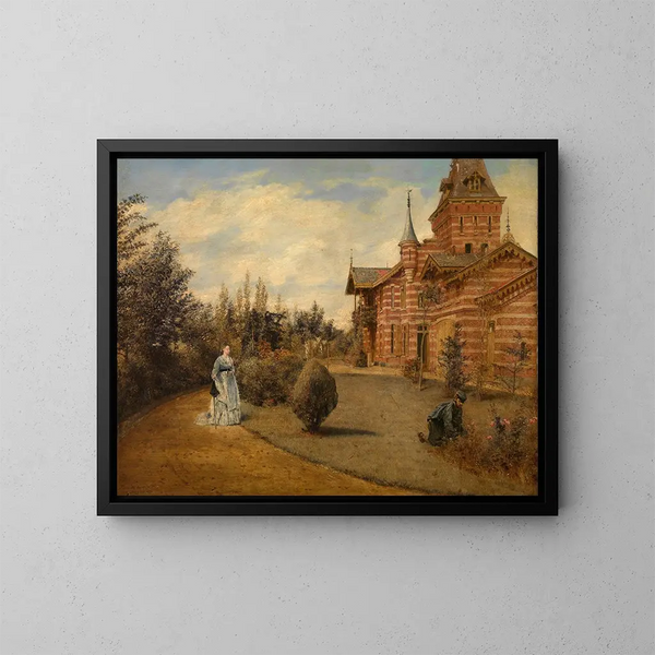 La casa de campo de Gustave Coteaux - Henri de Braekeleer — cuadro enmarcado en la pared
